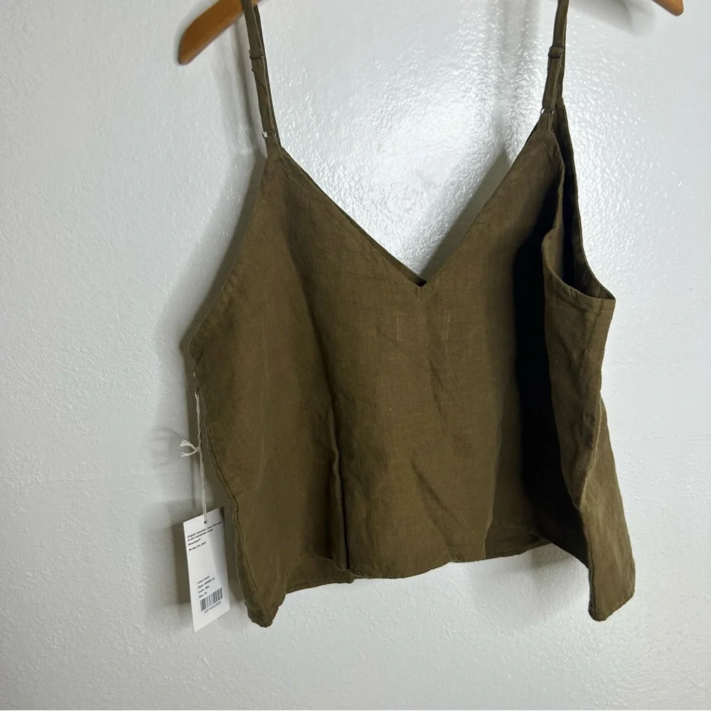 NWT MATE The Label 100% Linen Camisole Tank Top Green Size XL